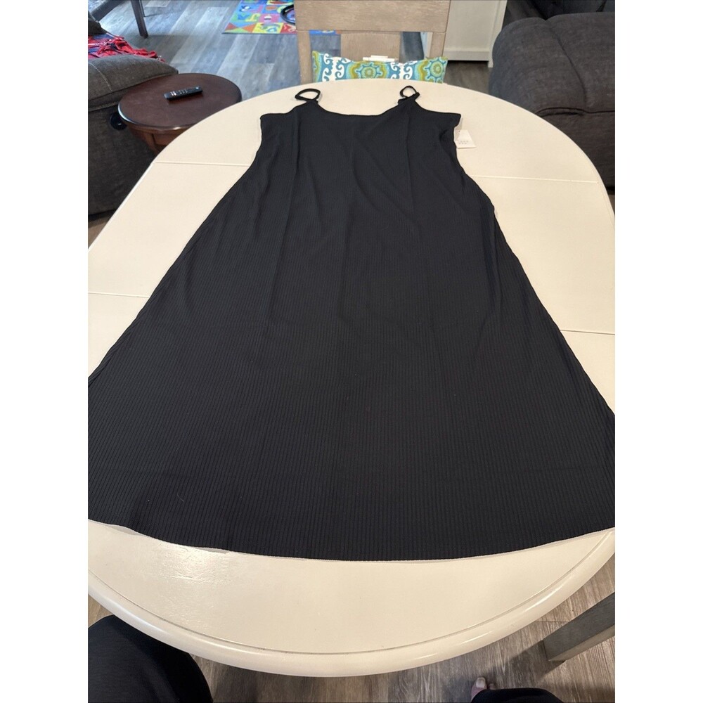 Women’s Black A New Day Maxi Bodycon Spaghetti Strap Ribbed Dress Size 1X